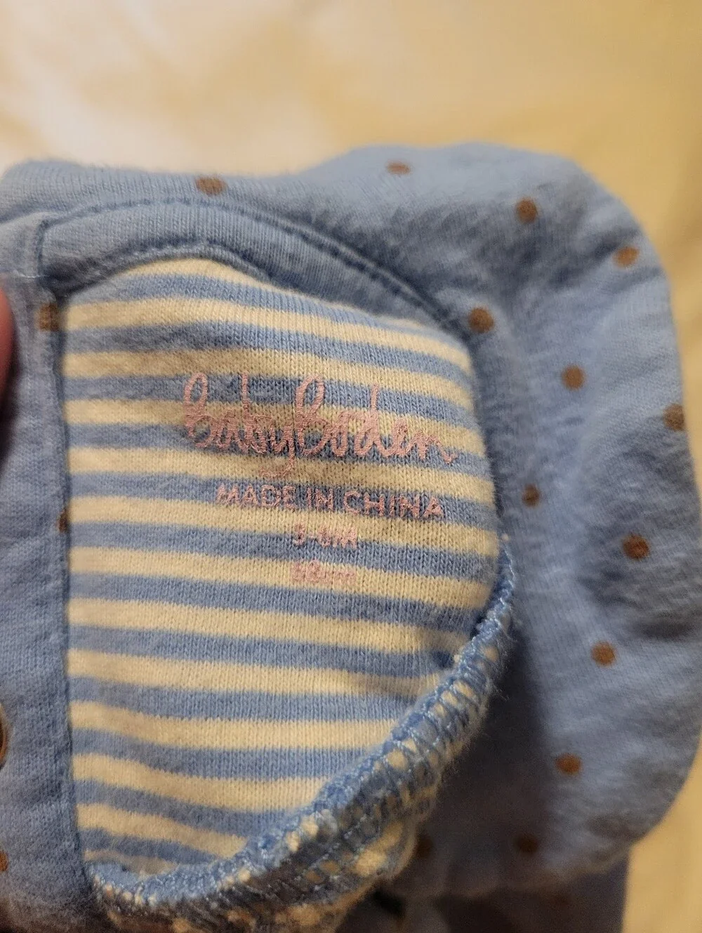Baby Boden Light Blue Polka Dot Long Sleeve Dress 3-6 Mo